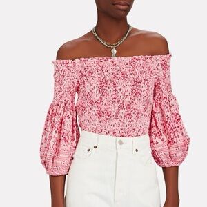 POUPETTE ST. BARTH Ariel Smocked Off-Shoulder Top